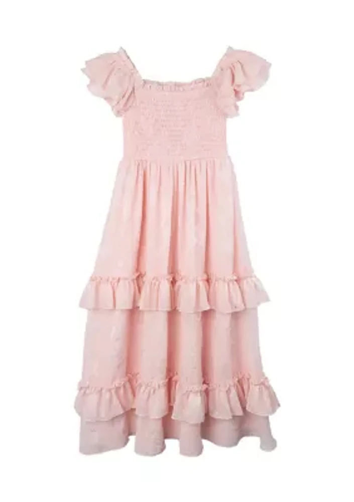 Girls 4-6x Flutter Sleeve Maxi Dress