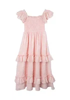 Girls 4-6x Flutter Sleeve Maxi Dress