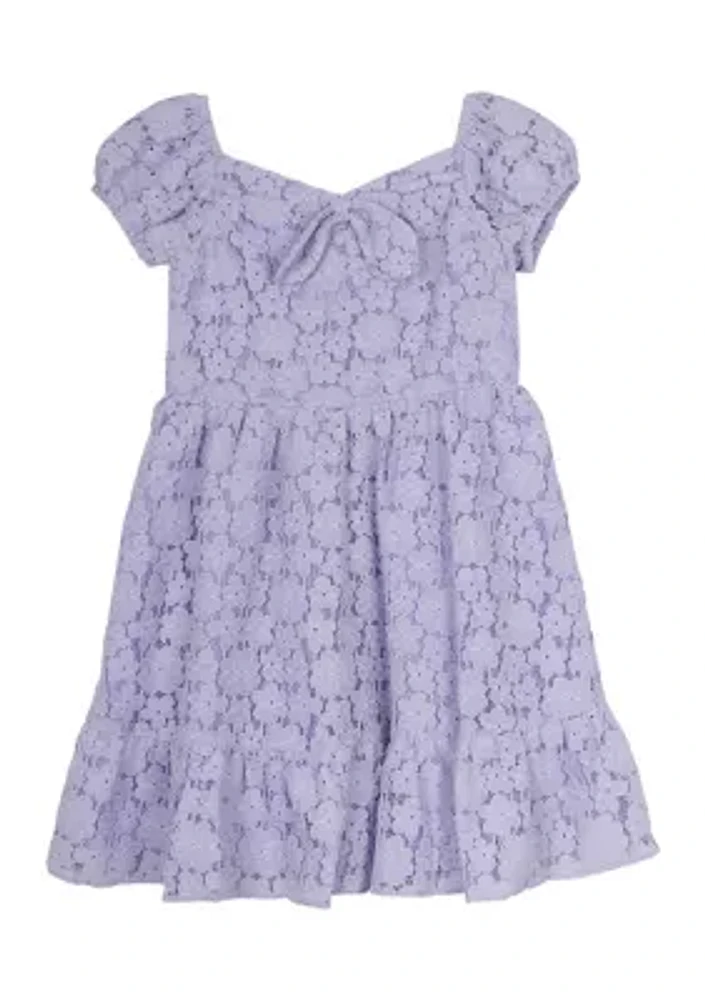 Girls 4-6x Puff Sleeve Printed Dress