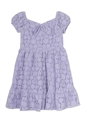 Girls 4-6x Puff Sleeve Printed Dress