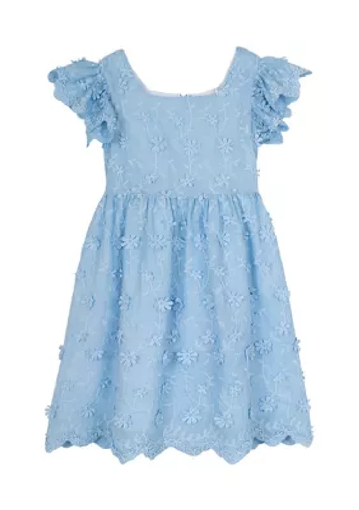 Girls 4-6x Ruffle Sleeve Dress