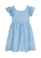 Girls 4-6x Ruffle Sleeve Dress