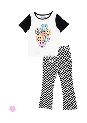 Girls 4-6x Multi Smile Flare Pants Set