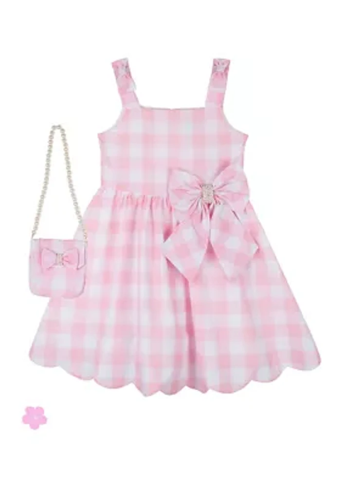 Girls 4-6x Pink Gingham Barbie Dress