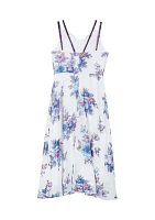 Girls 7-16 Floral Chiffon V-Neck Maxi Dress with Double Straps