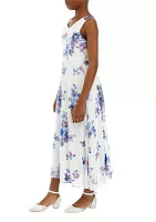 Girls 7-16 Floral Chiffon V-Neck Maxi Dress with Double Straps