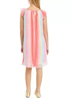 Girls 7-16 Rainbow Ombré Pleated Chiffon Dress