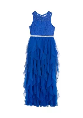 Girls 7-16 Glitter Lace Gown