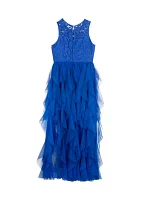 Girls 7-16 Glitter Lace Gown