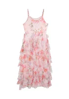 Girls 7-16 Sleeveless Mesh Floral Maxi Dress