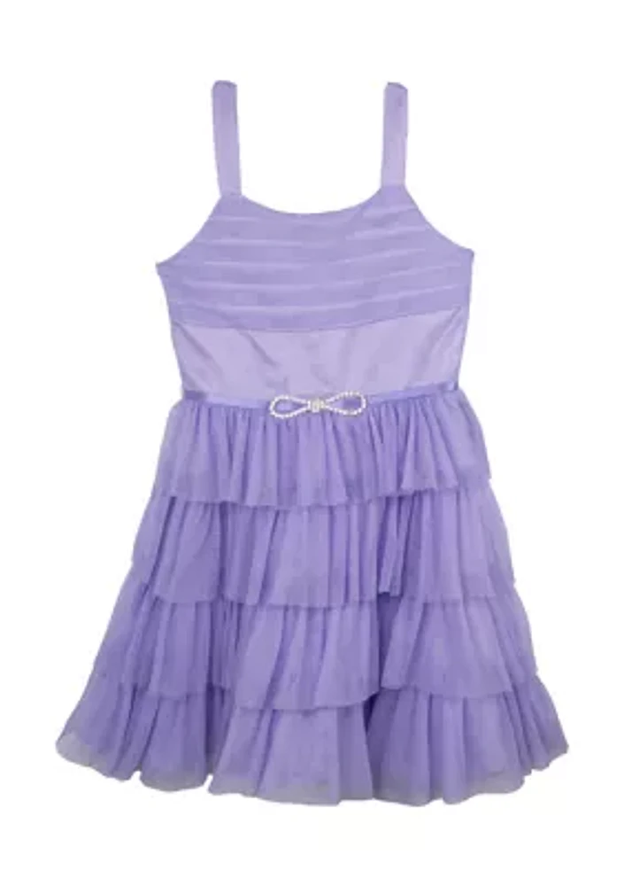 Girls 7-16 Lilac Glitter Mesh Dress