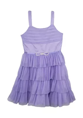 Girls 7-16 Lilac Glitter Mesh Dress