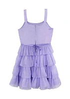 Girls 7-16 Lilac Glitter Mesh Dress