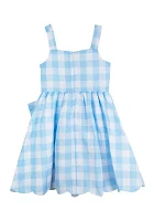 Girls 7-16 Blue White Gingham Dress