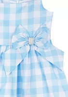 Girls 7-16 Blue White Gingham Dress