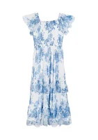 Girls 7-16 Floral Mesh Maxi Dress