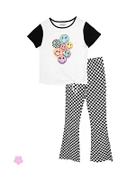 Girls 7-16 Multi Smile Flare Pants Set