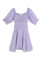 Girls 7-16 Textured Chiffon Dress