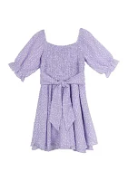 Girls 7-16 Textured Chiffon Dress