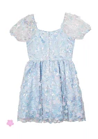 Girls 7-16 Puff Sleeve Floral Dress