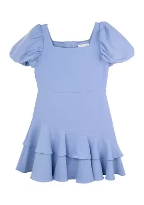 Girls 7-16 Ruffle Hem Scuba Dress