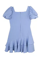 Girls 7-16 Ruffle Hem Scuba Dress