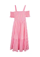 Girls 7-16 Gingham Printed High Low Chiffon Maxi Dress