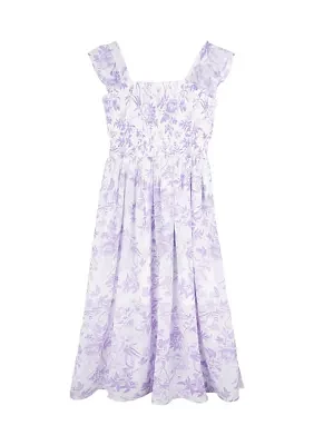 Girls 7-16 Toile Printed Chiffon Maxi Dress