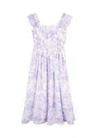 Girls 7-16 Toile Printed Chiffon Maxi Dress