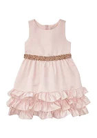 Girls 4-6x Satin Sleeveless Bodice to Ruffle Skirt Dress