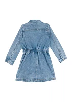 Girls 4-6x Denim Dress with Pearl Headband