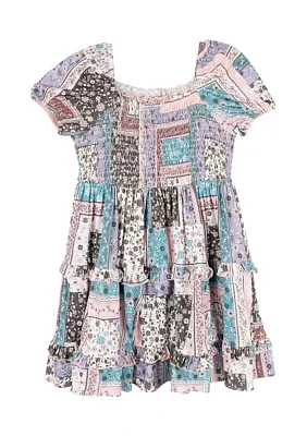 Girls 4-6x Patchwork Printed Dress