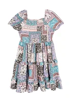 Girls 4-6x Patchwork Printed Dress