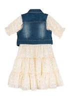 Girls 4-6x Denim Vest and Dress Set