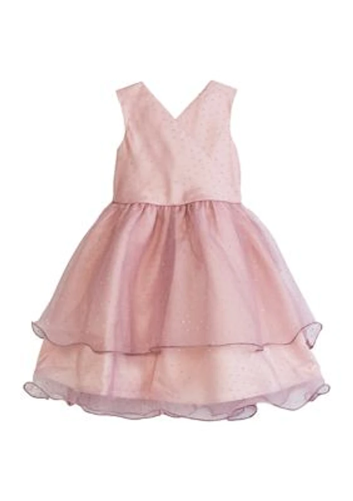 Girls 4-6x Studed Organza Overlapped Dress