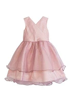 Girls 4-6x Studed Organza Overlapped Dress