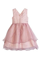 Girls 4-6x Studed Organza Overlapped Dress