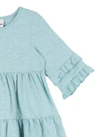 Girls 4-6x Heather Knit Ruffle Top and Striped Leggings Set