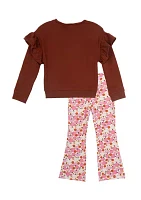 Girls 4-6x French Terry Pumpkin Appliqué Top and Printed Leggings Set