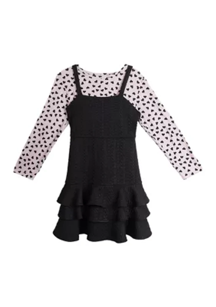 Girls 4-6x Printed Texture Knit Jumper Dress