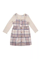 Girls 4-6x Plaid Printed Jumper Dress Set