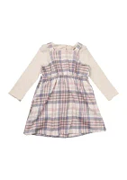 Girls 4-6x Plaid Printed Jumper Dress Set