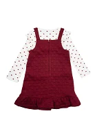 Girls 4-6x Heart Knit Printed Jumper Dress Set