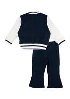 Girls 4-6x Bomber Jacket with Knit Top and Pants Set