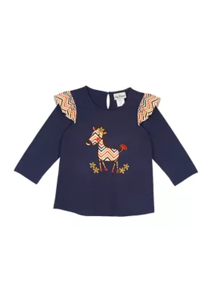 Girls 7-16 Zebra Appliqué Top