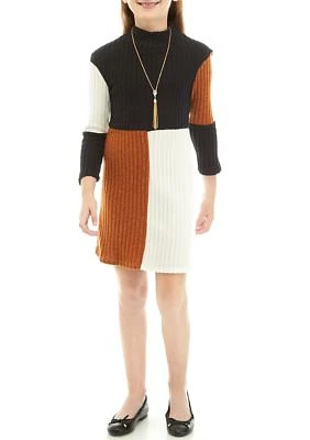 Girls 7-16 Color Block Brushed Rib Knit Dress