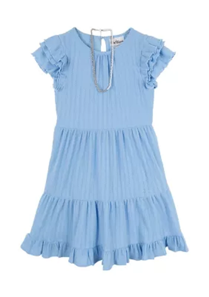 Girls 7-16 Textured Knit Dress with Necklace