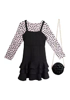 Girls 7-16 Textured Knit Jumper Dress with Purse