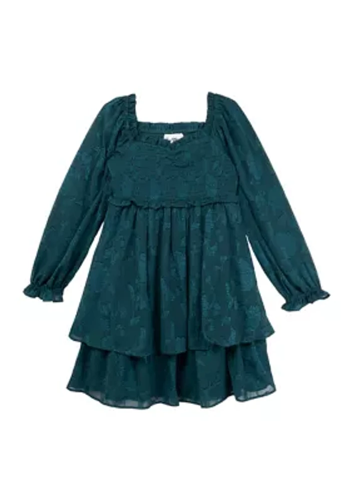 Girls 7-16 Textured Burnout Chiffon Dress