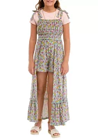 Girls 7-16 Floral Printed Walk Through Romper